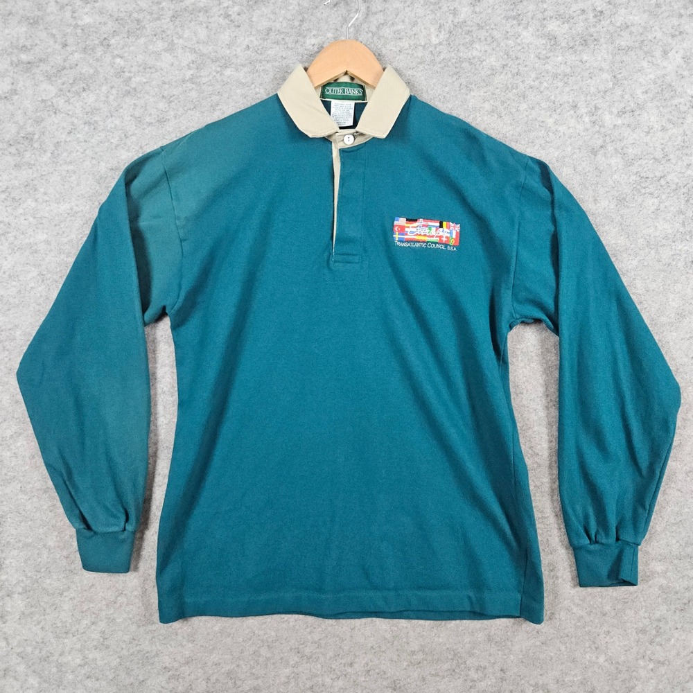 Outer Banks Transatlantic Council BSA Polo Shirt Teal Contrast Mens Size M FADED